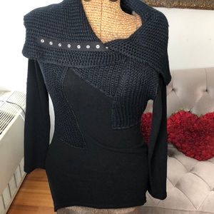 DENNY ROSE Black High Low Blk Sweater